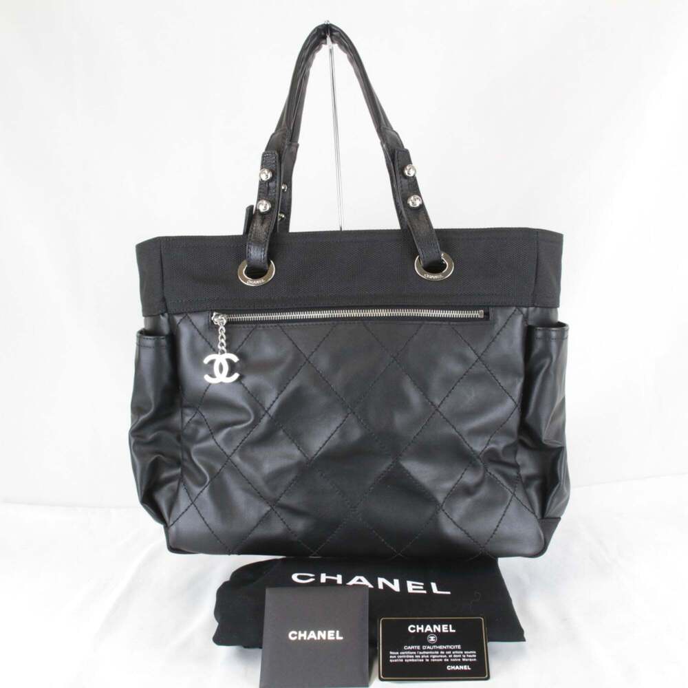 CHANEL Black Canvas Tote Bag